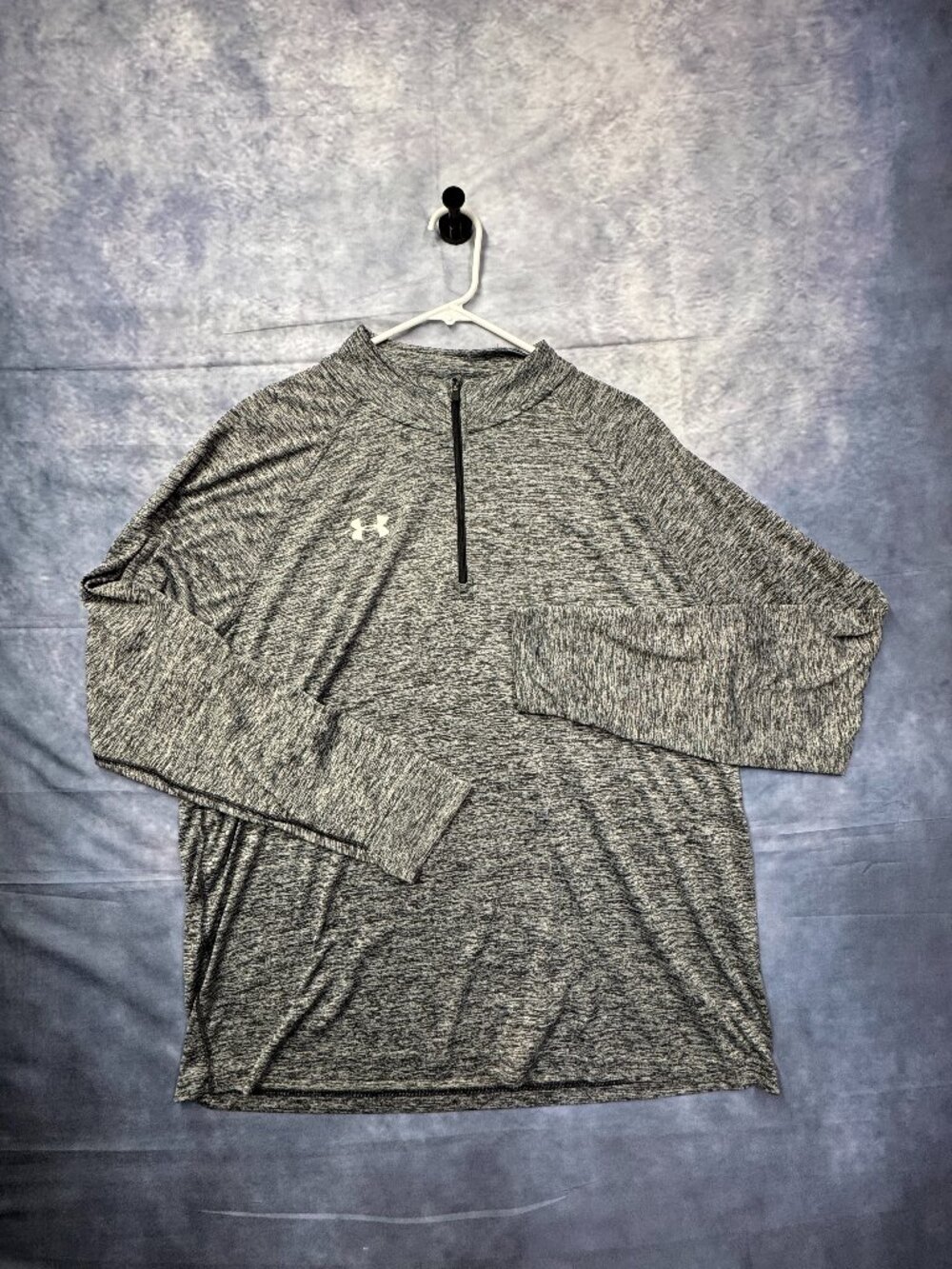 Under Armour T-Shirt 1/4 Zip Heatgear Twisted Tech Long Sleeve Men's Gray 2XL